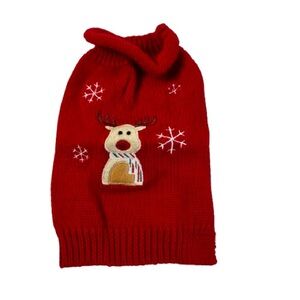 Reindeer Red Knit Dog Sweater